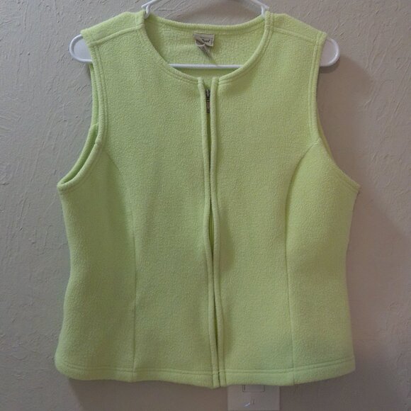 L.L. Bean Women’s Fleece Zip Vest Lime Green Size M - Picture 1 of 2